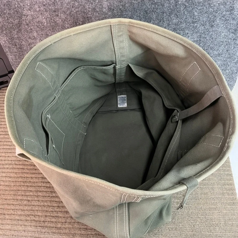 Lands End Olive Green Canvas Tote Bag Extra Large XL Travel Beach Carryall